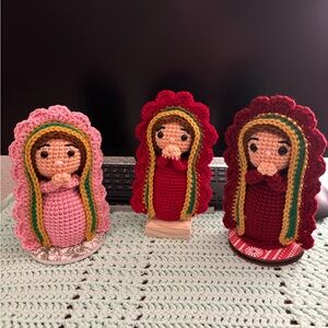 Crochet Religious Figurines in Pink and Red